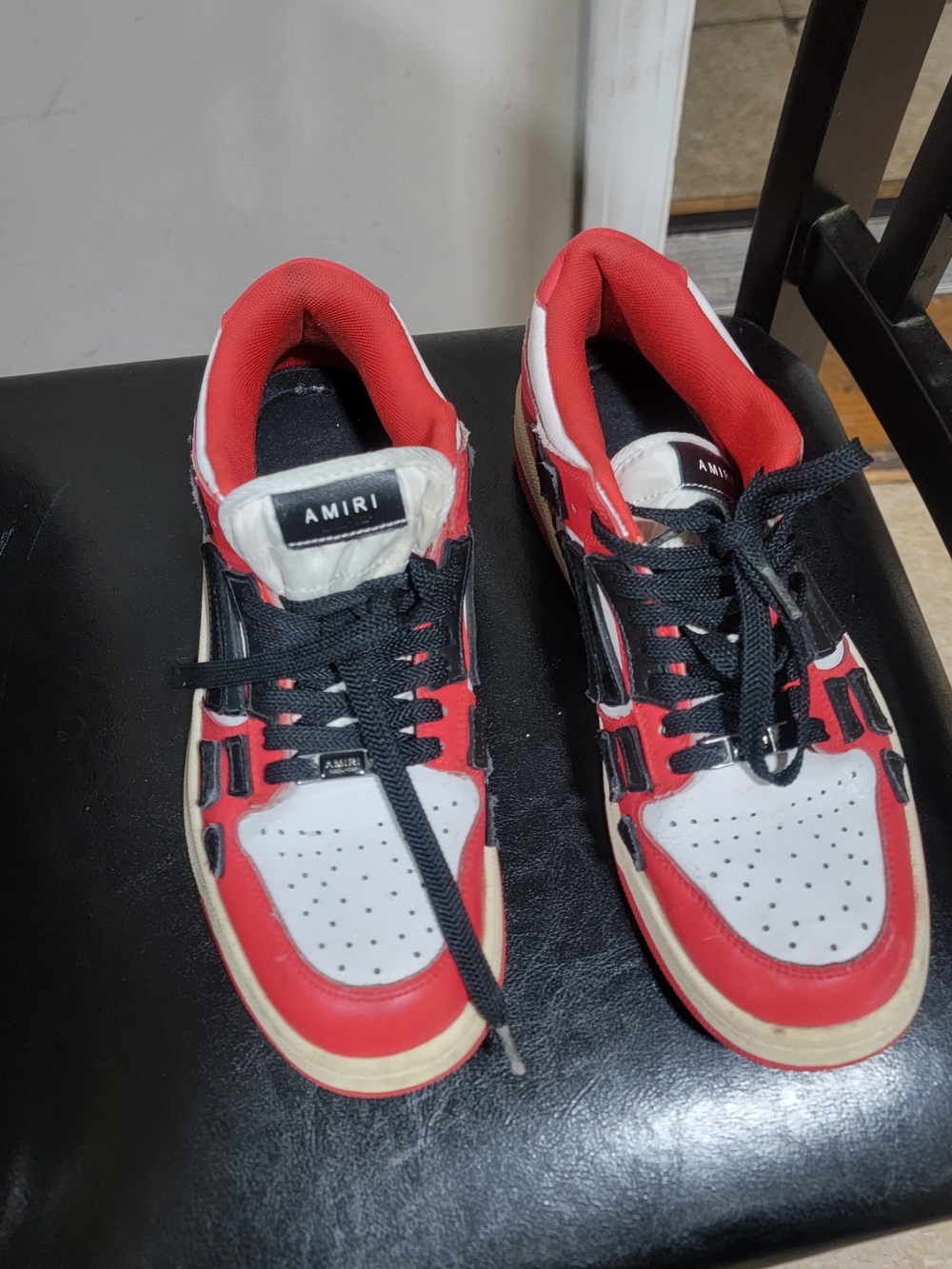 AMIRI Red, White and Black Low-Top Sneakers